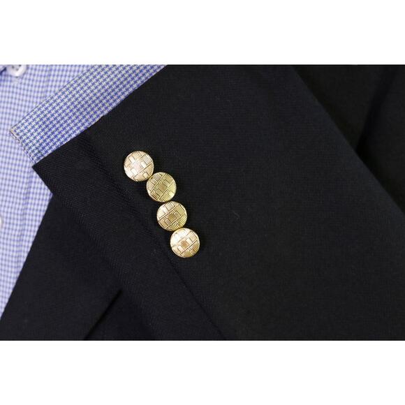 Lanvin Vinitage Black Knit Woven Patch Pocket Gold Button Blazer Jacket 40R - Picture 6 of 8